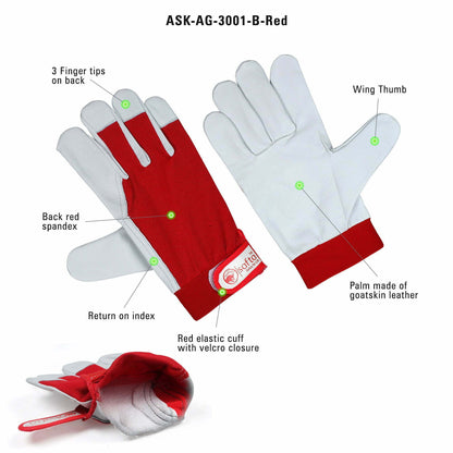 Goatskin Leather Gloves | Breathable Mechanic Red Gloves | Safta Bee