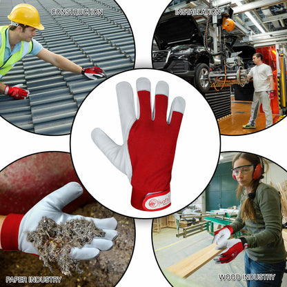 Goatskin Leather Gloves | Breathable Mechanic Red Gloves | Safta Bee