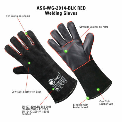 Welders Gauntlets | Heat Resistant BBQ Oven TIG MIG Welding Gloves UK