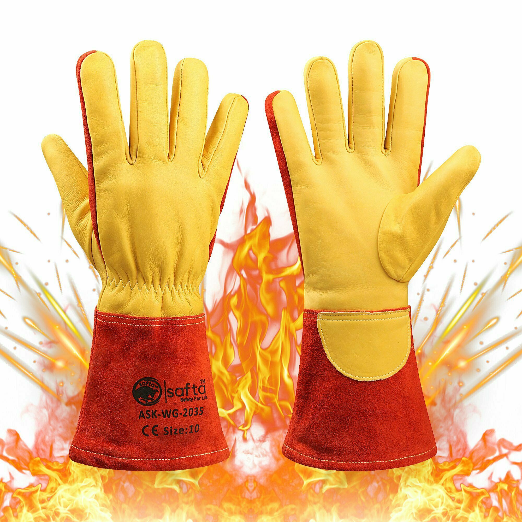 Heat Protection Glove | Cow Split Leather Kevlar Stitched | Wrist Protection