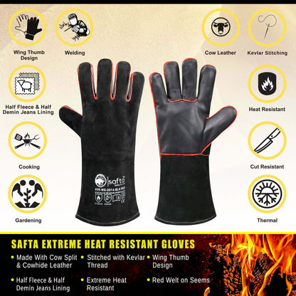 Welders Gauntlets | Heat Resistant BBQ Oven TIG MIG Welding Gloves UK