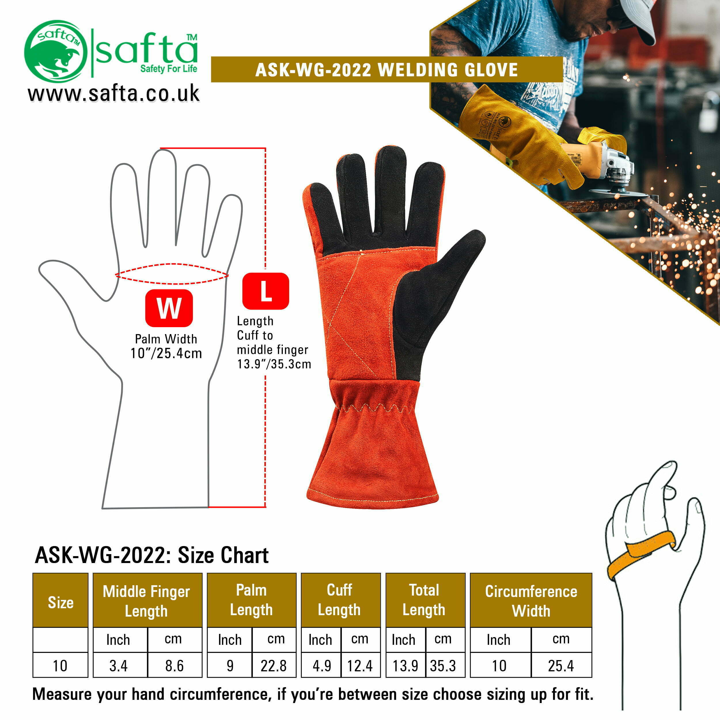 Extreme Heat Resistant Welding Gloves | Heavy Duty Industrial Safety Gloves | Safta Bee