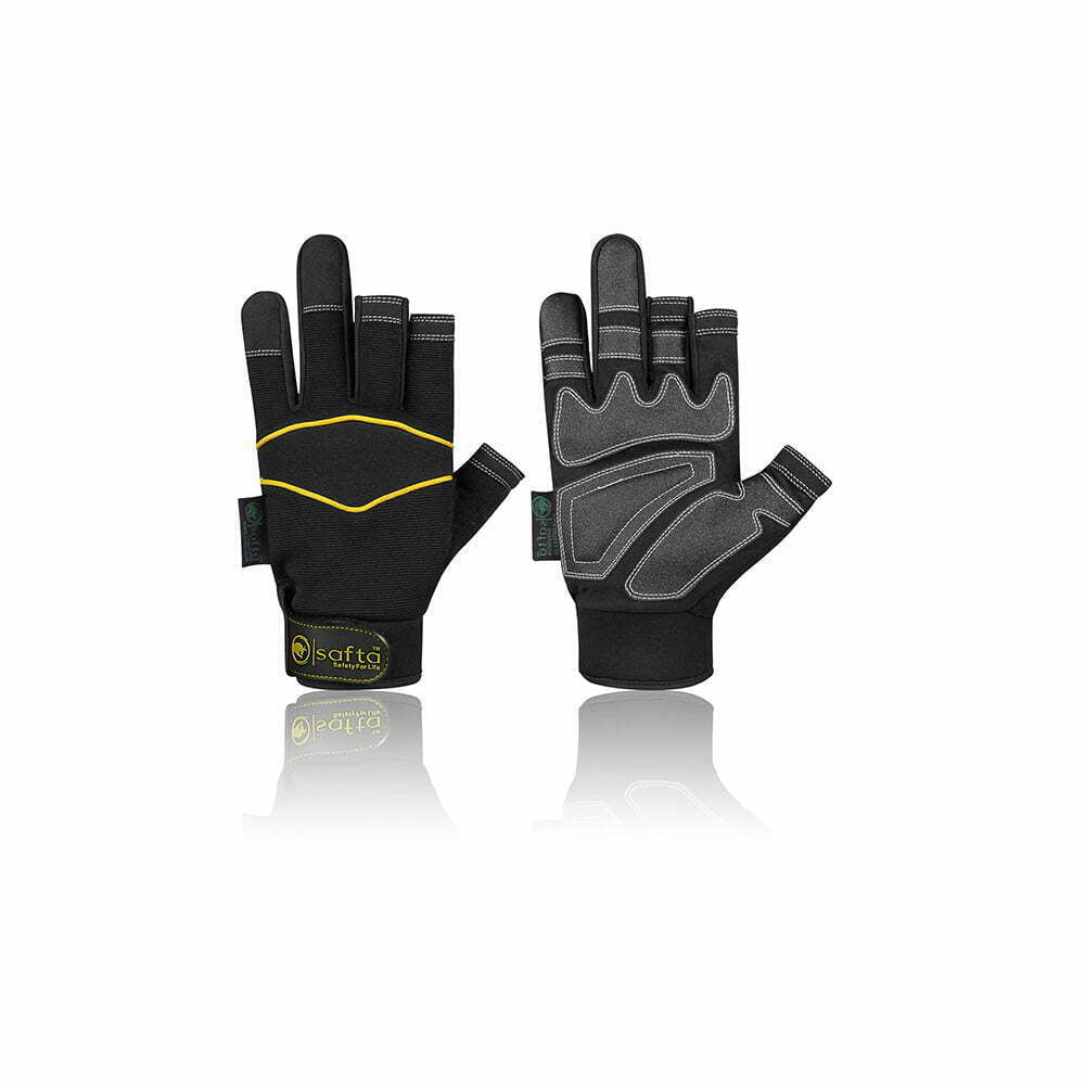 Fingerless Gloves | Anti Slip Palm | Black Mechanic Gloves UK