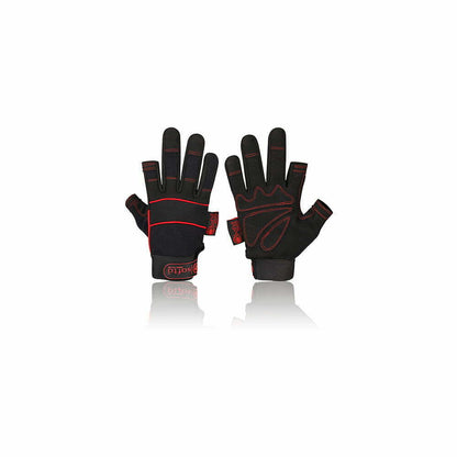 Fingerless Mechanics Gloves | Synthetic Leather Palm | PU Logo Strap Work Glove