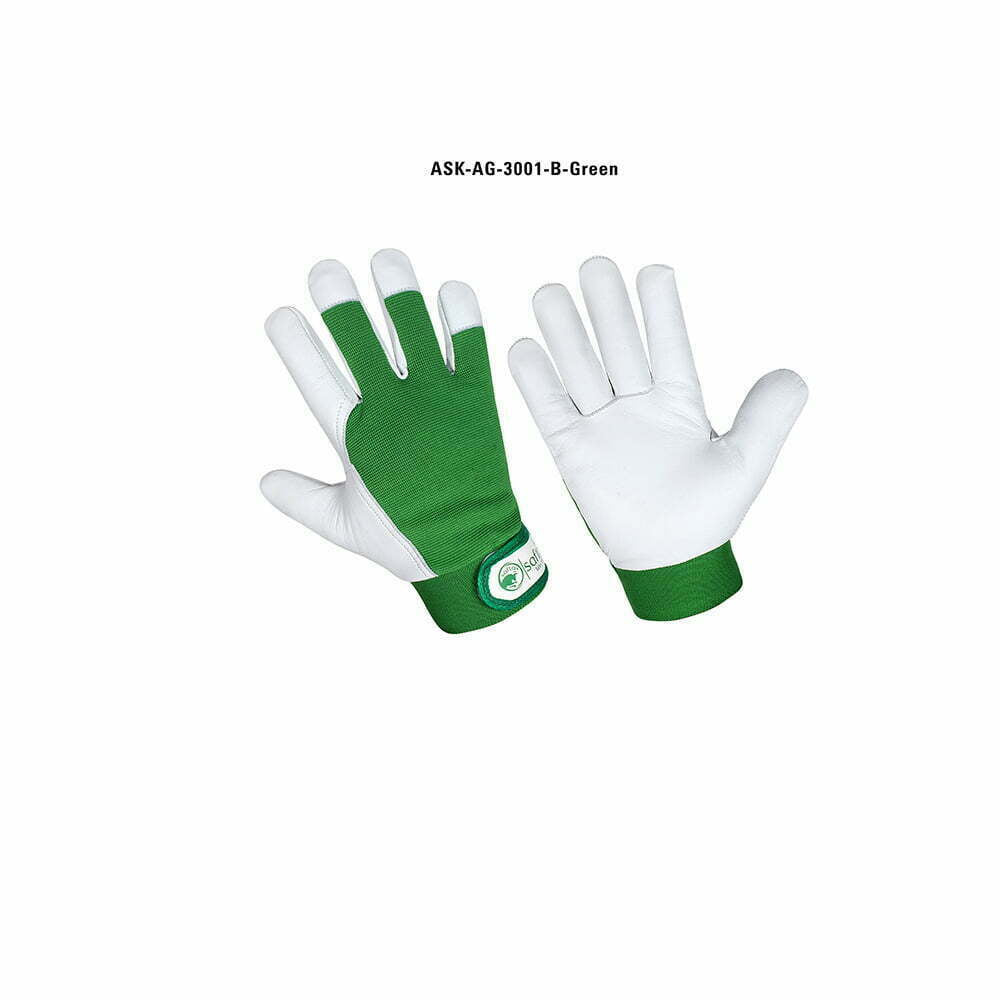 Goatskin Leather Work Gloves | Durable Cross Fit Green Gloves | Mechanics Safta Bee