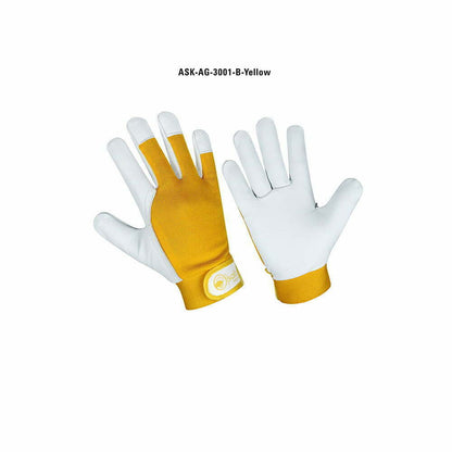 Yellow Work Gloves | Goatskin Leather Safety | Unisex Adults Original Gloves