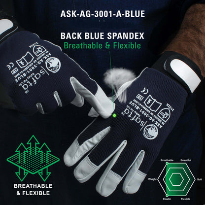 Assembly Gloves | Soft Sheepskin Leather | Breathable Excellent Grip | Safety Gloves