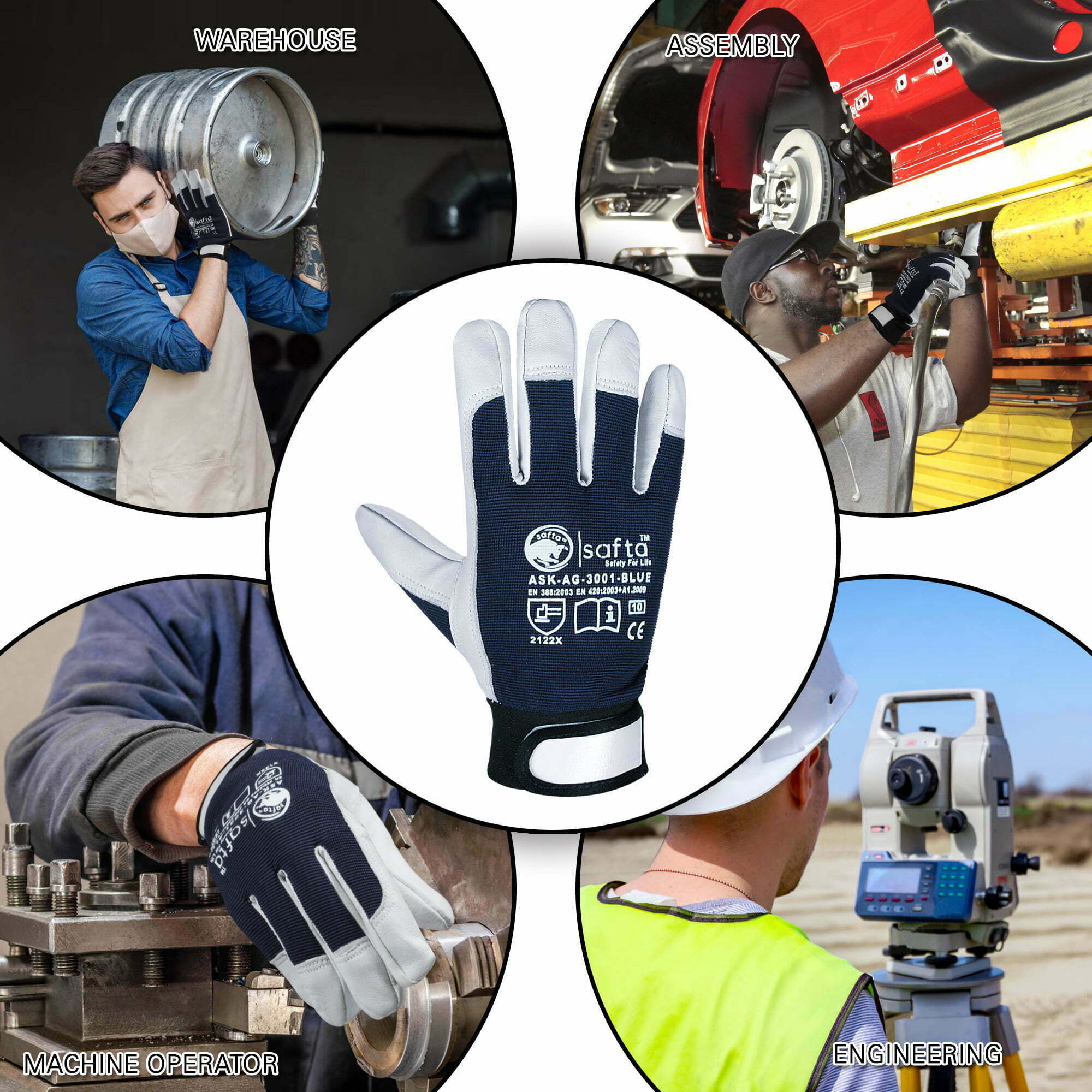 Assembly Gloves | Soft Sheepskin Leather | Breathable Excellent Grip | Safety Gloves