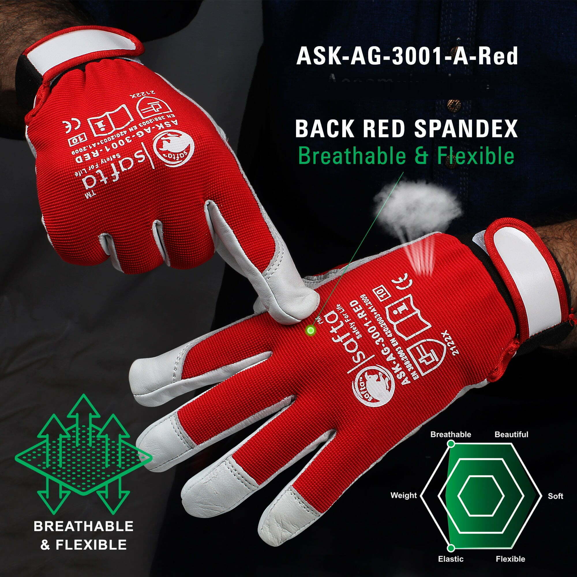 Assembly Gloves | Soft Sheepskin Leather | Breathable Excellent Grip | Safety Gloves