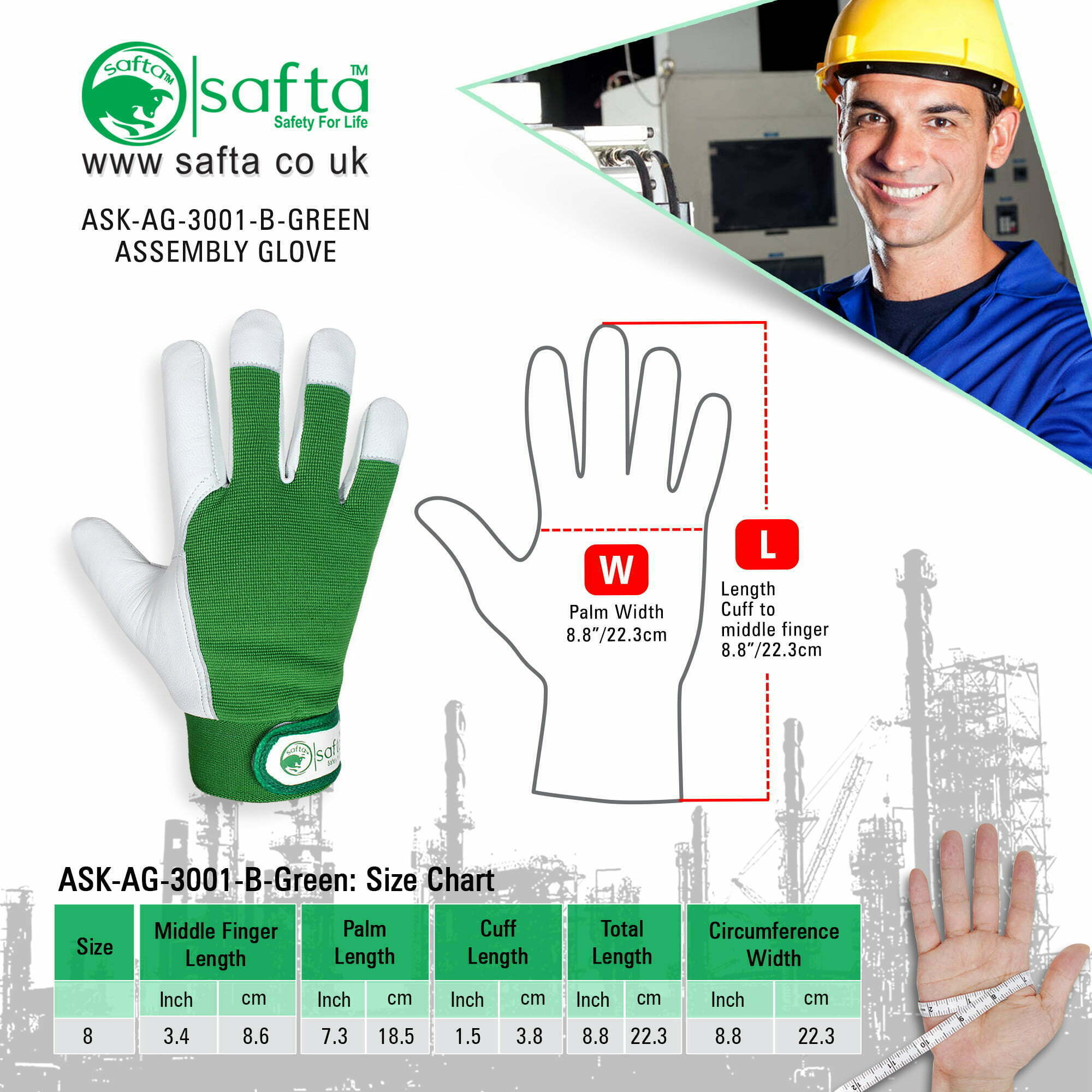 Goatskin Leather Work Gloves | Durable Cross Fit Green Gloves | Mechanics Safta Bee