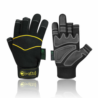 Fingerless Gloves | Anti Slip Palm | Black Mechanic Gloves UK