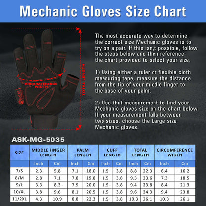 Fingerless Mechanics Gloves | Synthetic Leather Palm | PU Logo Strap Work Glove