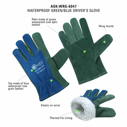 Waterproof gloves | Thick Cow Leather Fur Lining | Work Gloves