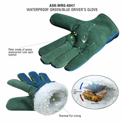 Waterproof gloves | Thick Cow Leather Fur Lining | Work Gloves