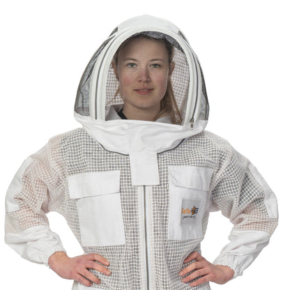 Beekeeping Suit Professional 3-Layer White with Ventilation safta bee uk