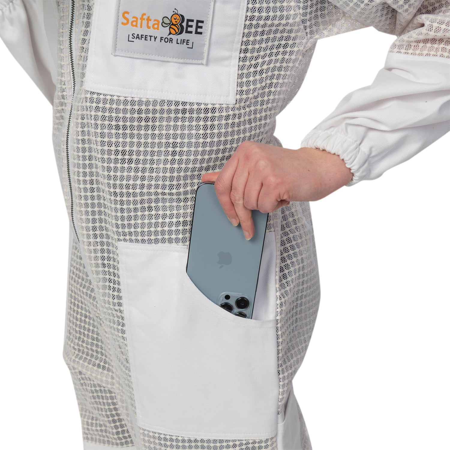 Beekeeping Suit Professional 3-Layer White with Ventilation safta bee uk