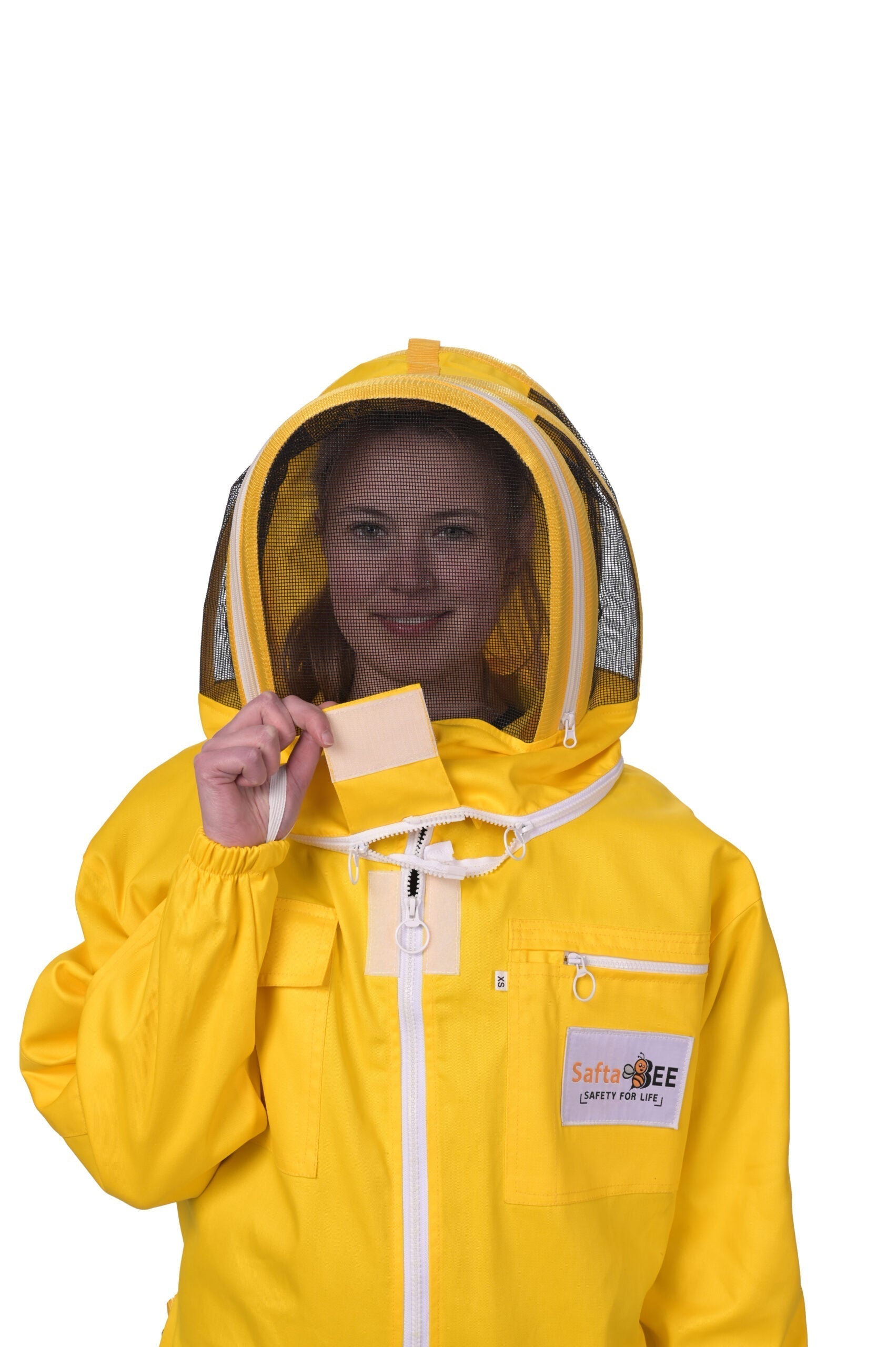 Safta Bee Beekeeping Suit UK Yellow for professional beekeepers, offering premium sting protection, breathable comfort, and a non-flammable fencing veil for safe beekeeping practices