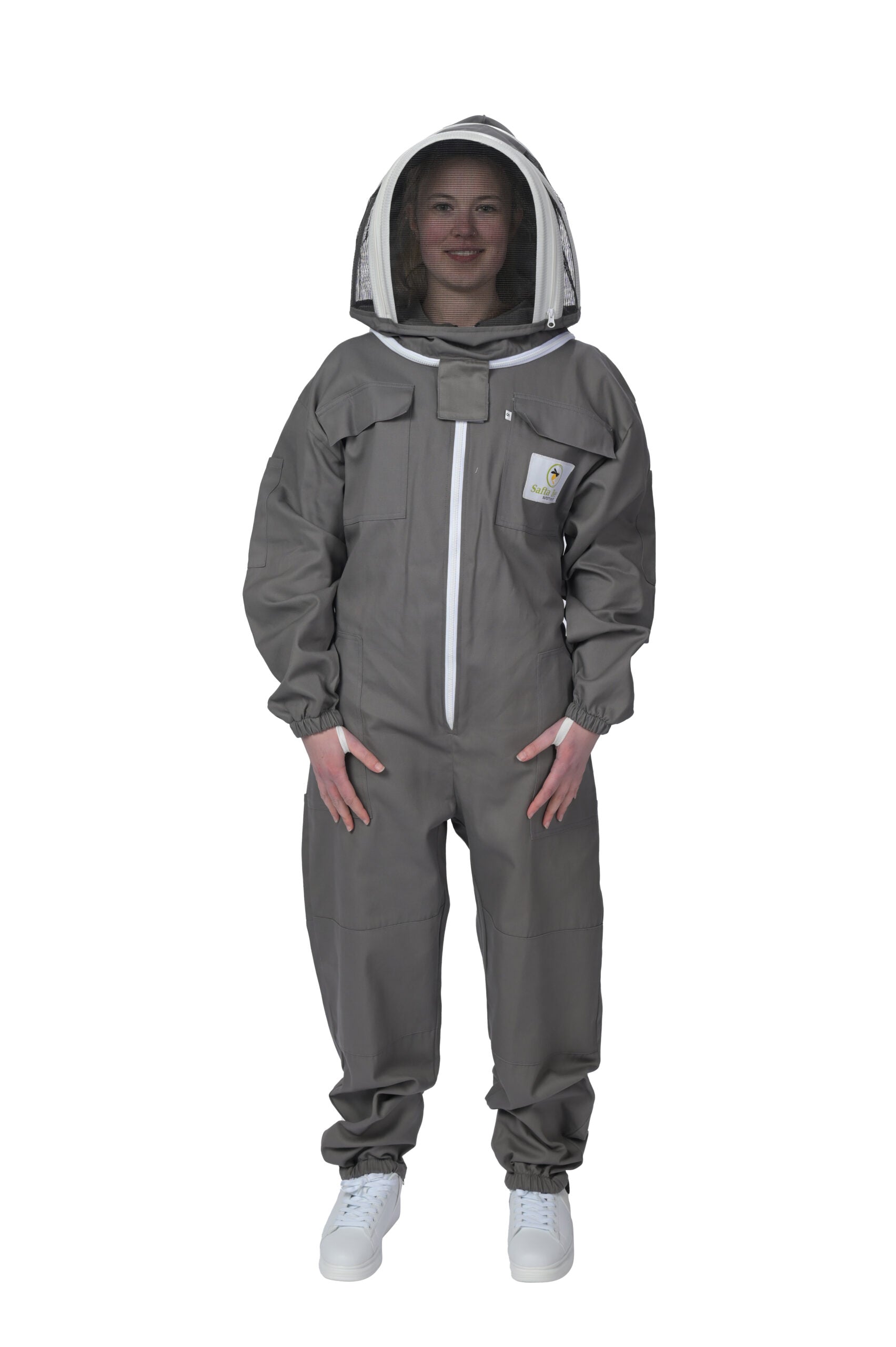 Sting proof grey bee keeping suit, ideal for all experience levels in beekeeping safta bee