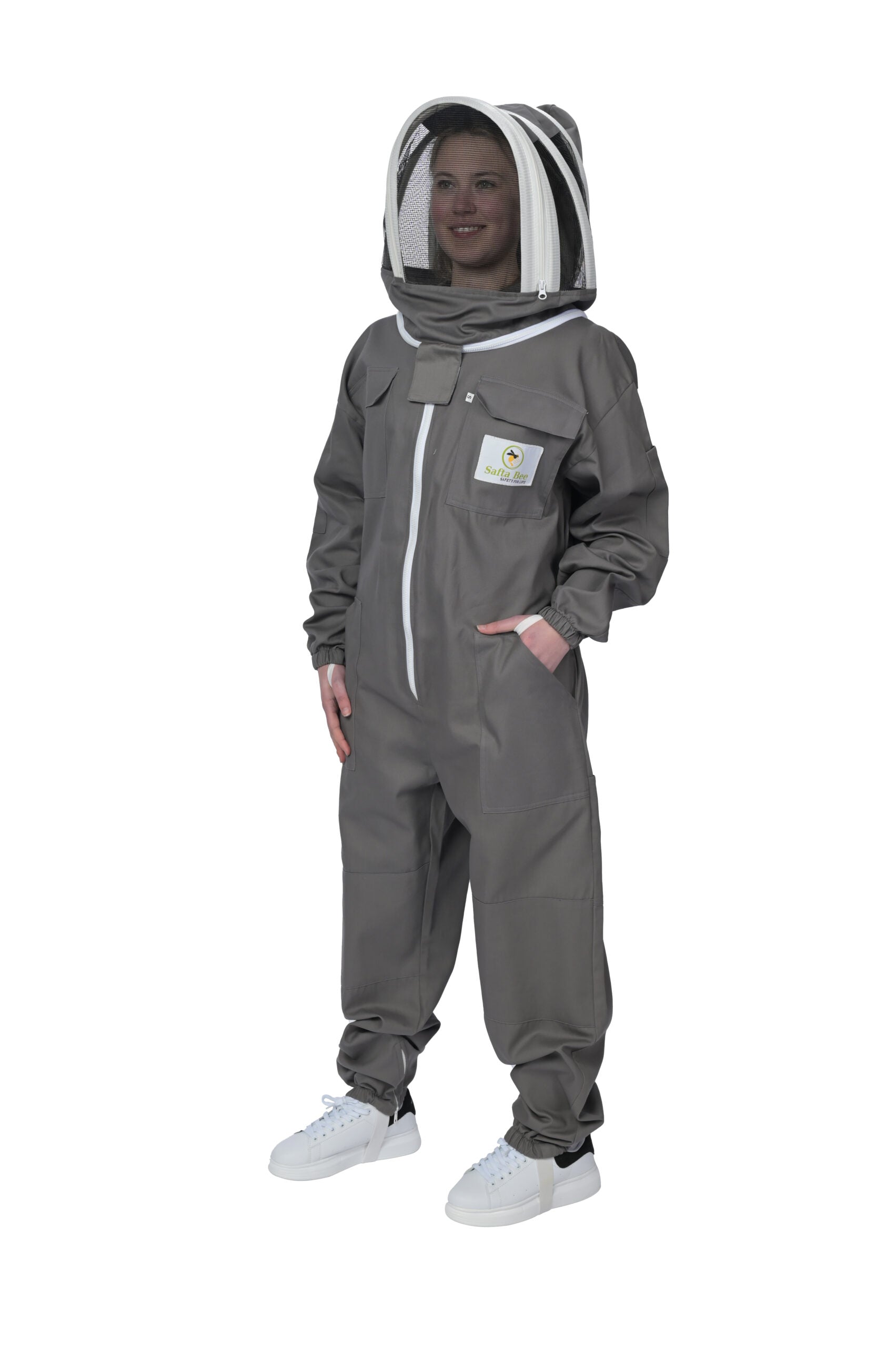 Sting proof grey bee keeping suit, ideal for all experience levels in beekeeping safta bee