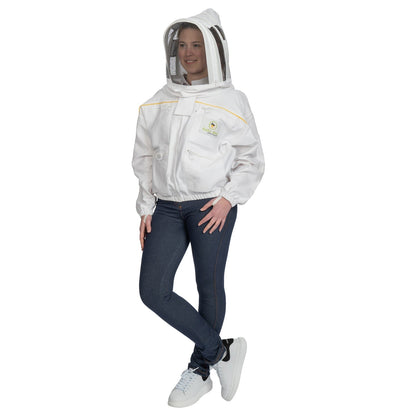 Bee Jacket White Cotton with fencing veil, designed for maximum protection and comfort