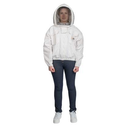 Bee Jacket White Cotton with fencing veil, designed for maximum protection and comfort