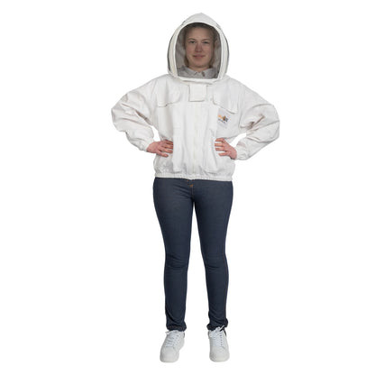 Bee Jacket White Cotton with fencing veil, designed for maximum protection and comfort