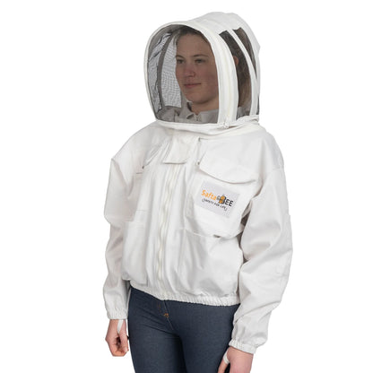 Bee Jacket White Cotton with fencing veil, designed for maximum protection and comfort