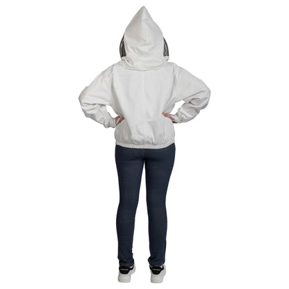 Bee Jacket White Cotton with fencing veil, designed for maximum protection and comfort