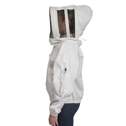 Bee Jacket White Cotton with fencing veil, designed for maximum protection and comfort