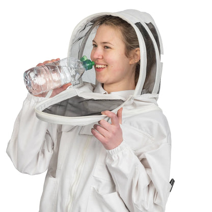 Bee Jacket White Cotton with fencing veil, designed for maximum protection and comfort