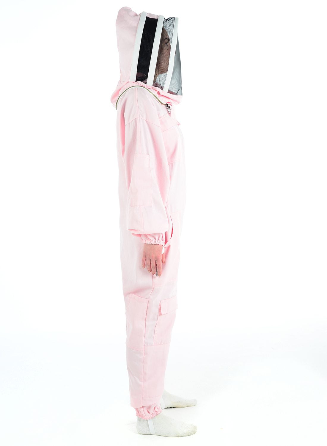 Pink bee protection suit, poly cotton beekeeper suit for sting-proof safety and comfort."  This format incorporates the keywords "Bee Protection Suit,