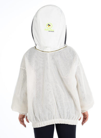 Beekeeping jacket with fencing veil, offering sting-proof protection, ventilation, and durability; perfect for beginner and professional beekeepers. safta bee