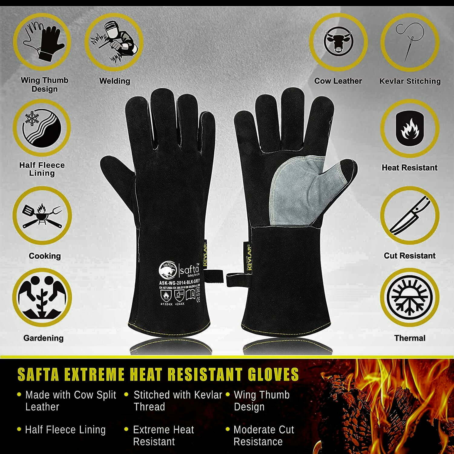 welding gloves heat resistant Saftabee