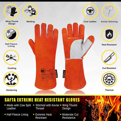 Heat Resistant Grill BBQ Fireplace Gloves Stove Microwave Oven 