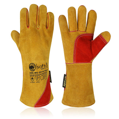 Heat Proof Welding Gloves with Kevlar® Stitching – Cow Split Leather and Reinforced Palm for Maximum Protection