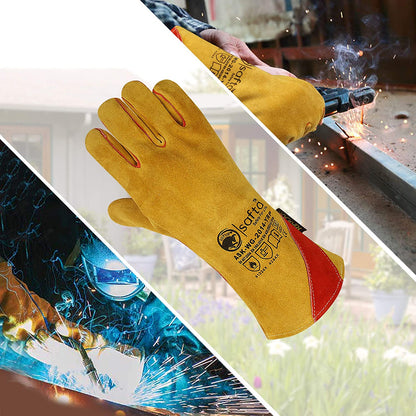 Heat Proof Welding Gloves with Kevlar® Stitching – Cow Split Leather and Reinforced Palm for Maximum Protection