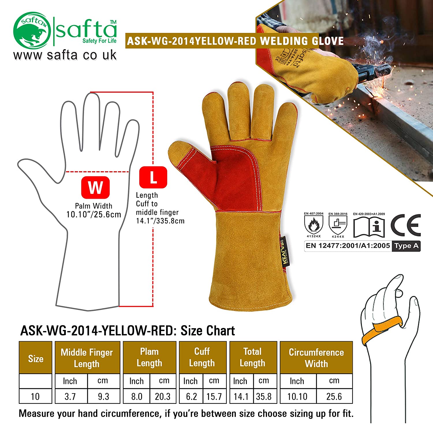 Heat Proof Welding Gloves with Kevlar® Stitching – Cow Split Leather and Reinforced Palm for Maximum Protection