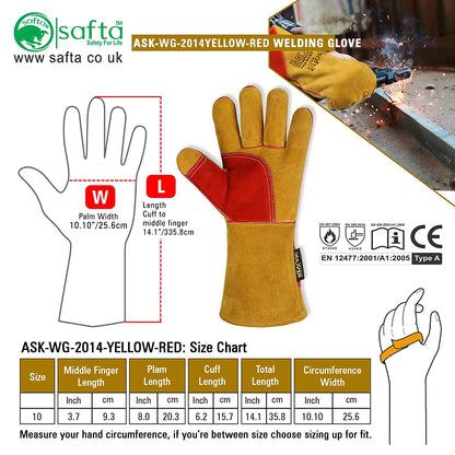 Heat Proof Welding Gloves with Kevlar® Stitching – Cow Split Leather and Reinforced Palm for Maximum Protection