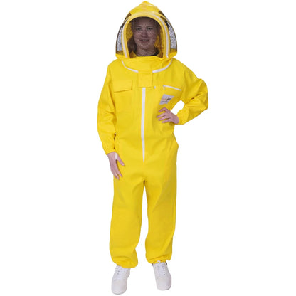 Safta Bee Yellow Jacket Beekeeping Suit, designed for optimal sting protection and comfort, featuring a breathable mesh and non-flammable fencing veil for professional beekeepers.