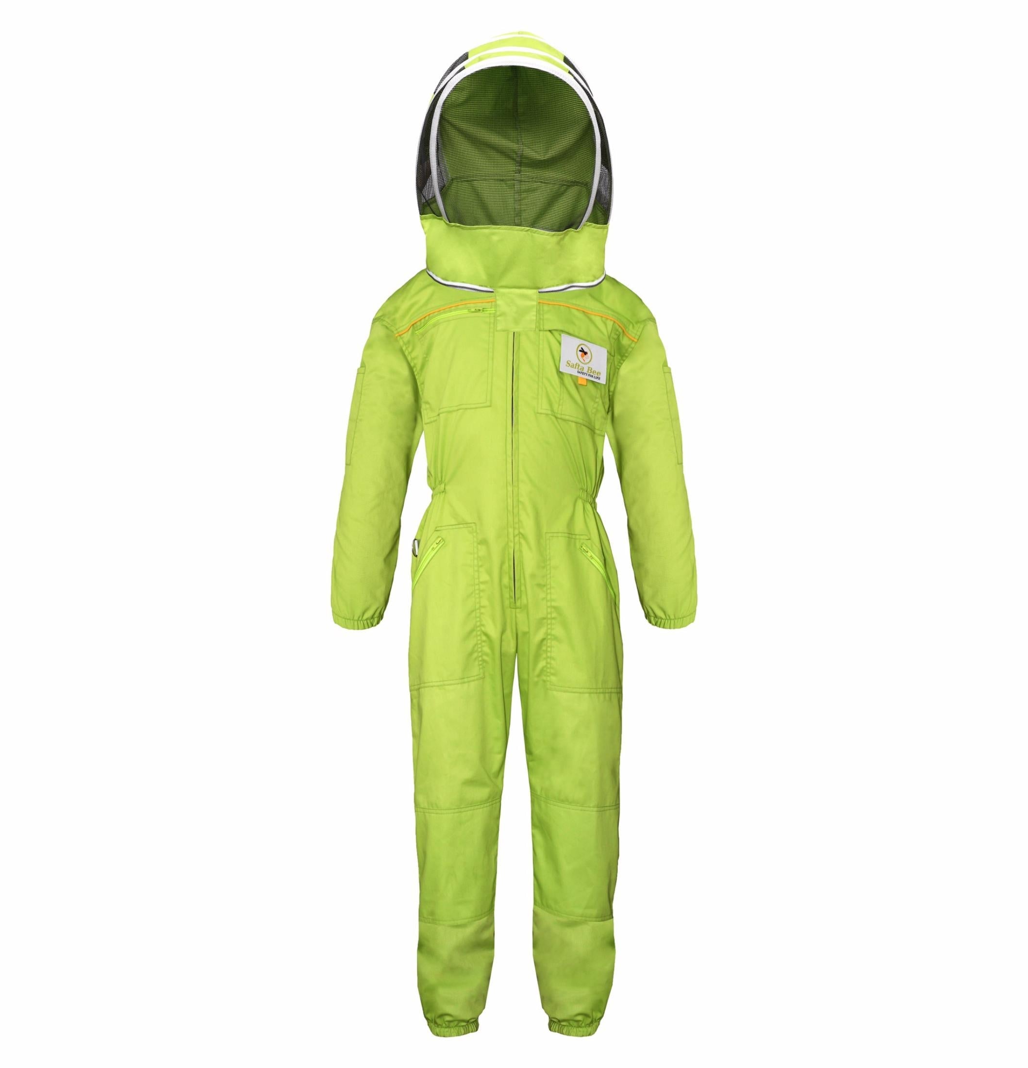 Forest green beekeeper suit, ultra-breeze cotton, sting proof bee suit design for beekeeping comfort and safety.