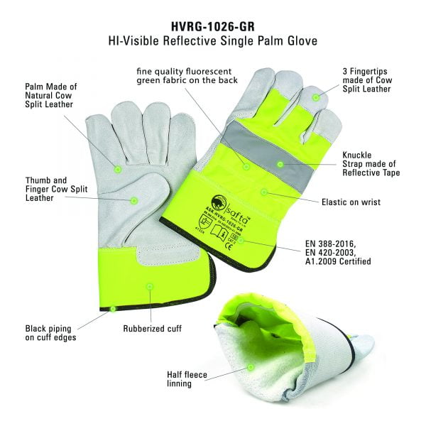 Rigger Gloves | Safety Work Gloves Leather 03-Pairs High-Vis Gloves