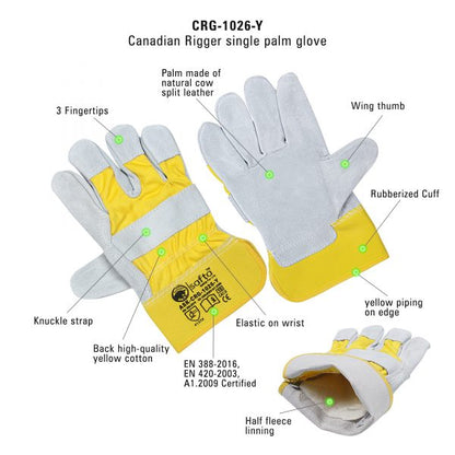 Rigger Gloves | Safety Work Gloves Leather 03-Pairs High-Vis Gloves