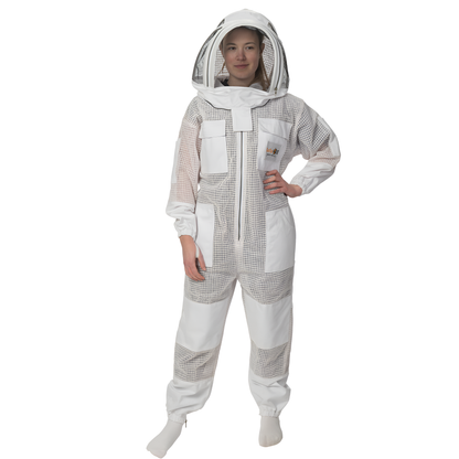 Beekeeping Suit Professional 3-Layer White with Ventilation safta bee uk